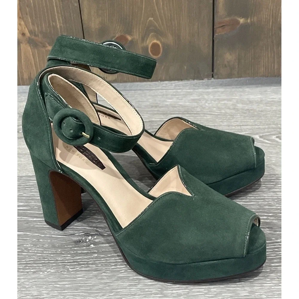Kate Spade Perry Platform Pumps‎ Deep Evergreen w/Dust Bag US 5.5 New Defaced